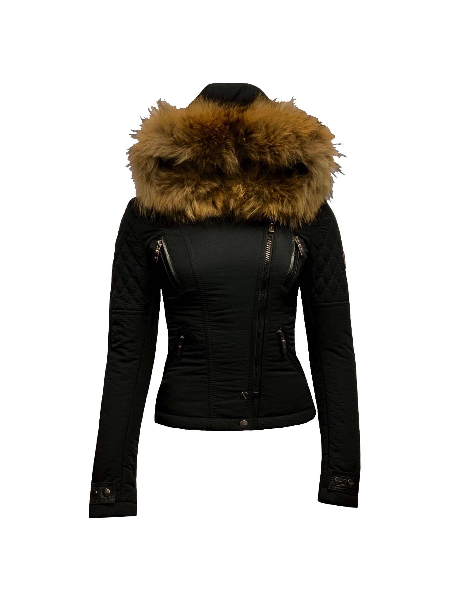 kop indruk geeuwen Zwart winter dames jas met afneembaar bontkraag -Alecantti – BK Leder