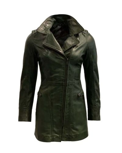 Dames groene leren jas -Sofi