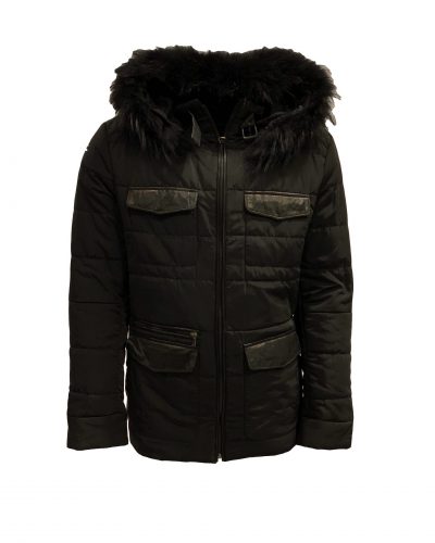 Winter heren jas met afneembaar bontkraag en capuchon zwart-Haarlem bestellen