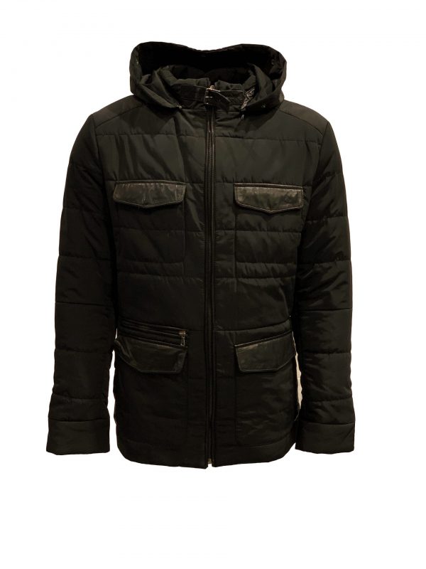 Winter heren jas met afneembaar bontkraag en capuchon zwart-Haarlem bestellen - BK Leder