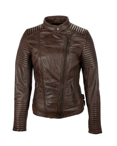Bruine leren dames biker jas-Barcelona - bestel bij BK Leder Bruine leren dames biker jas-Barcelona