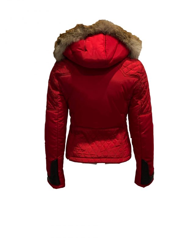 Dames kort jas biker  rood met bontkraag-Looise bestellen - BK Leder