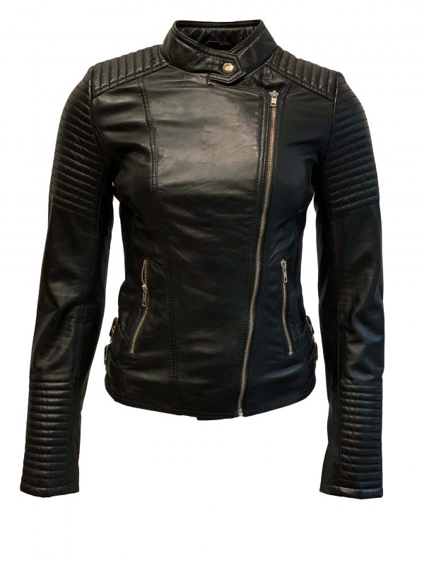 Black leather biker jacket ladies – Barcelona- 100% real leather – Black bestellen - BK Leder