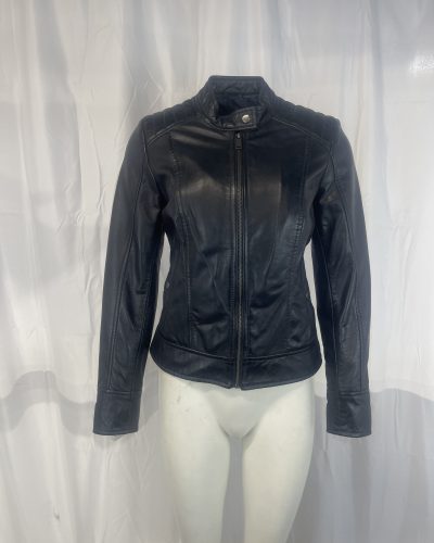 Blauwe Korte Dames Leren Jas - Zara