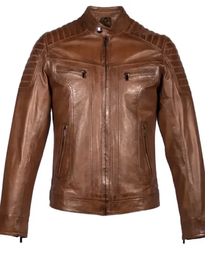 Heren leren jas 100% echt leder cognack-mike