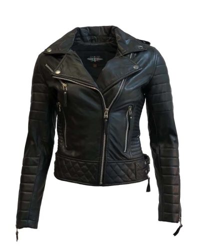 Leren jas dames zwart biker-Delore