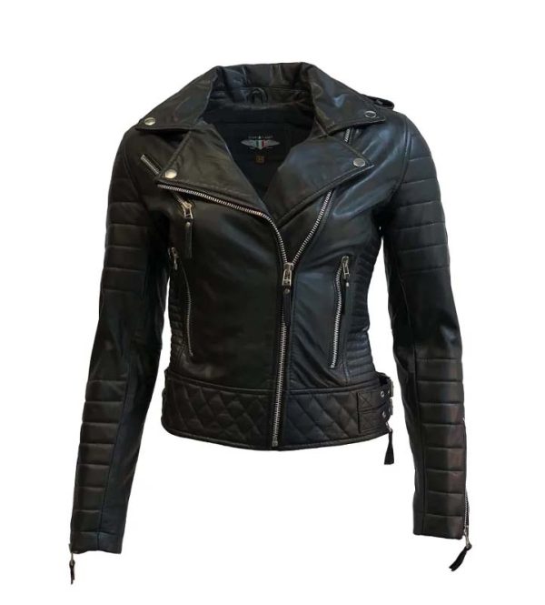 Leren jas dames zwart biker-Delore