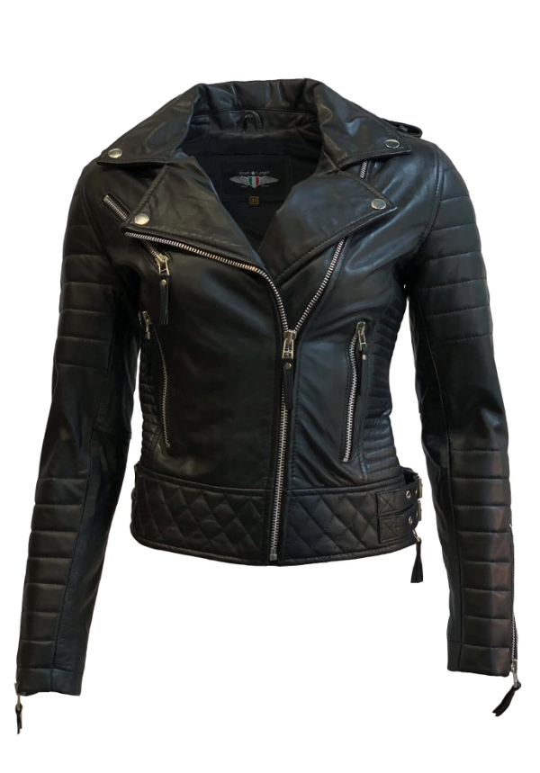 Leren jas dames zwart biker-Delore