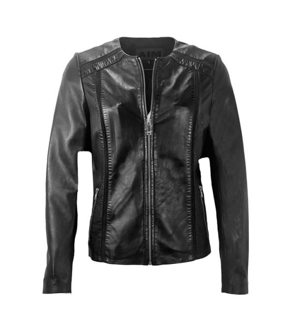 Leren jas dames zwart biker-noratto