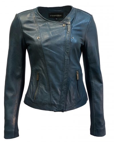 blauwe biker jas bleujack bestellen - BK Leder