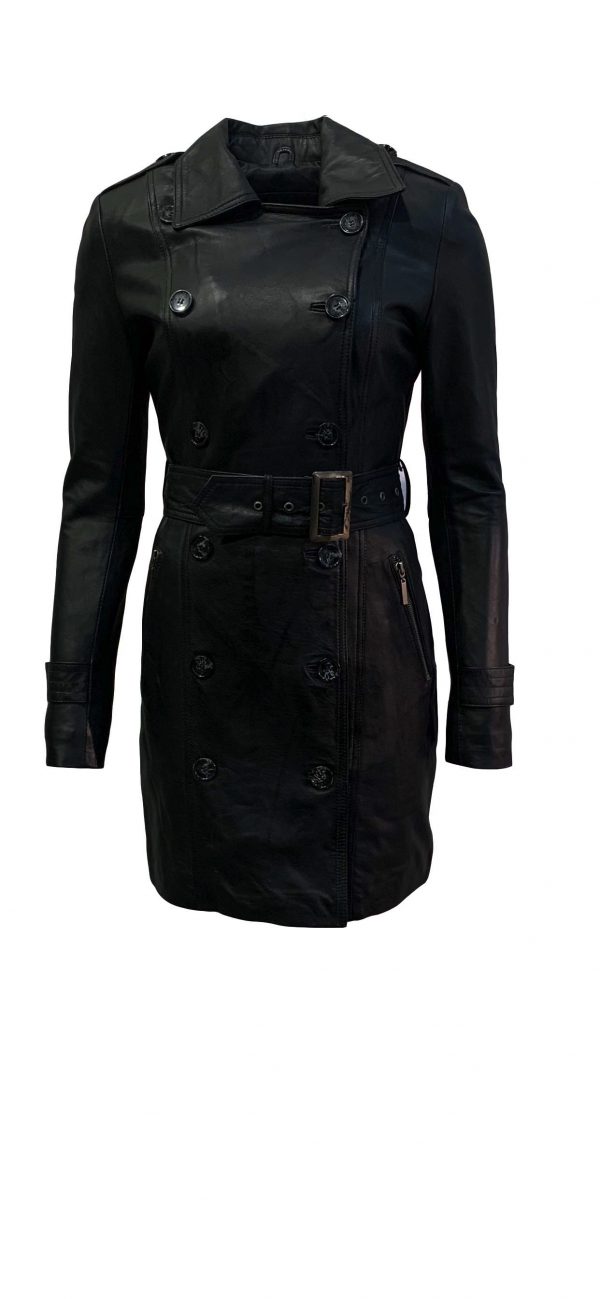 Leren jas dames zwart dubbel rijknopen-Almere bestellen - BK Leder