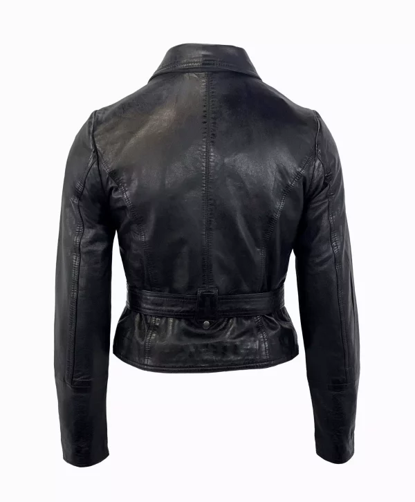 Dames echt leer zwarte biker kort jas -Gila bestellen - BK Leder