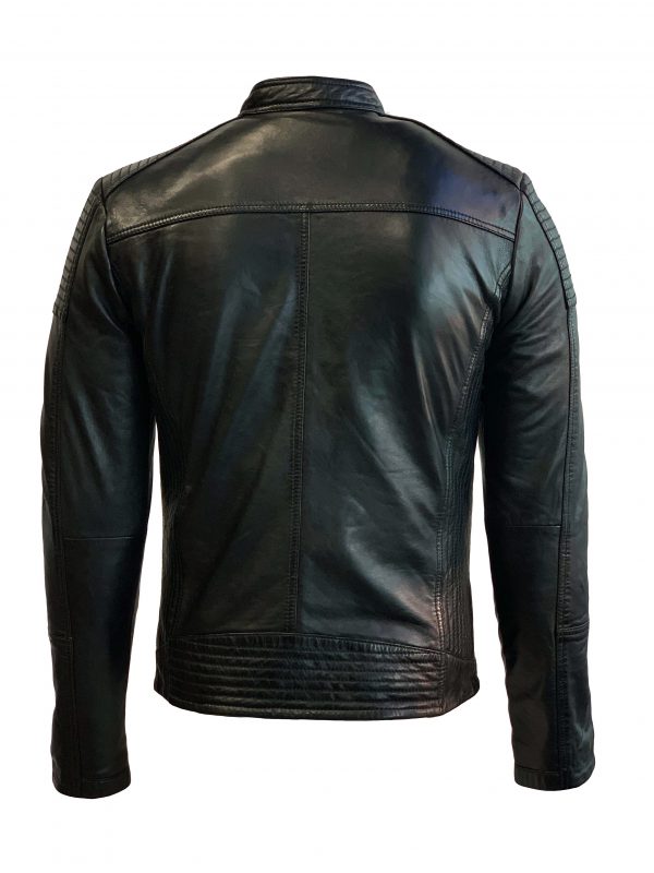 Leren heren jas met rechte rits zwart-Moderno bestellen - BK Leder