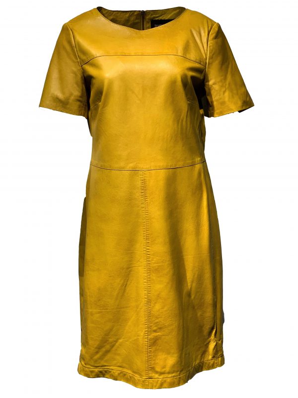 Leren jurk geel-Yorkana bestellen - BK Leder
