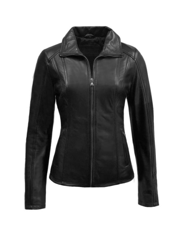Dames leren jas zwart met recht rits-Bellito bestellen - BK Leder