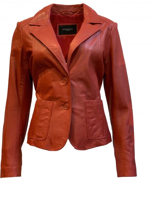Leren jas dames blazer rood- colberta bestellen - BK Leder