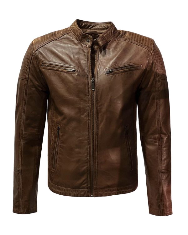 Leren heren cognac  jas -Moderno bestellen - BK Leder