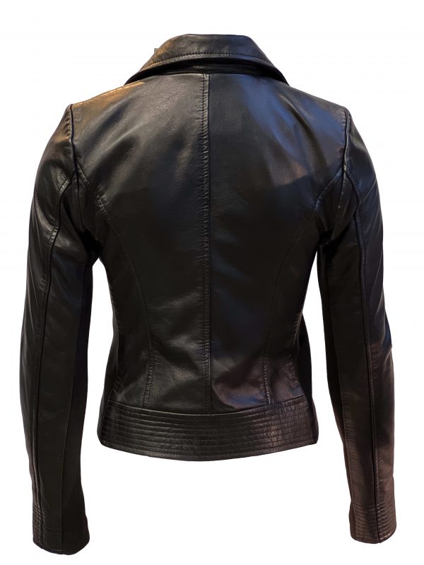 Leren jas dames biker zwart met rechte rits-yara bestellen - BK Leder