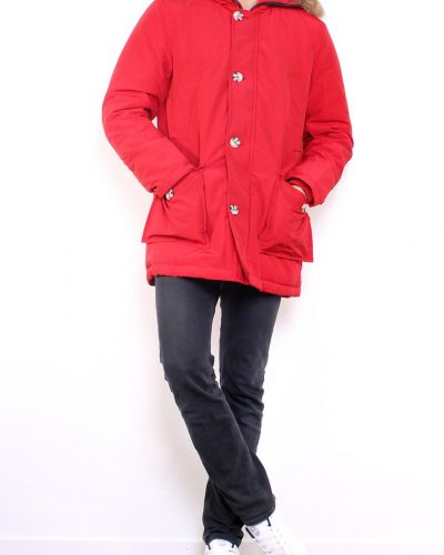 Rono- Heren rode winterjas met bontkraag bestellen - BK Leder