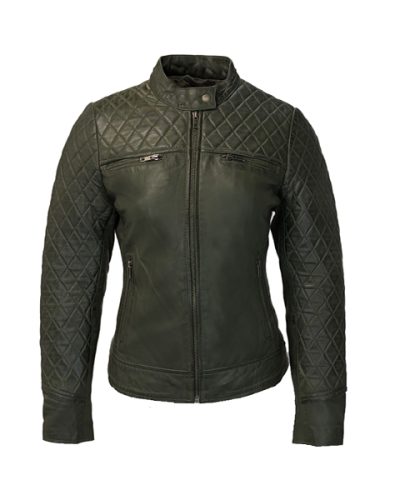 Dames groene leren jas -Katarina - bestel bij BK Leder Dames groene leren jas -Katarina