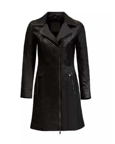 Zwart Leren damesjas parka  -Stratto