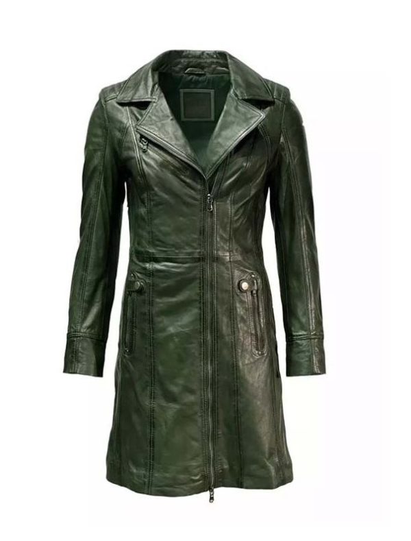 100 Leren damesjas parka groen -Stratto