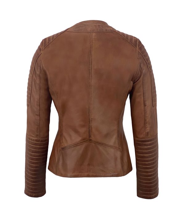 korte cognac leren jas dames -Madonna bestellen - BK Leder