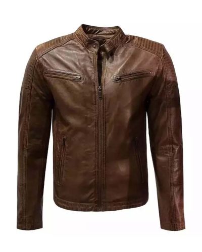 Heren cognac echt leren jas -Moderno