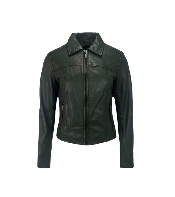 Dames echte groene leren jas - Miah