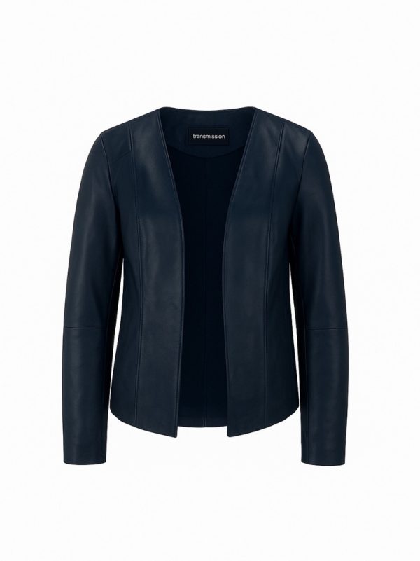 Dames echt leren blauwe leren blouse