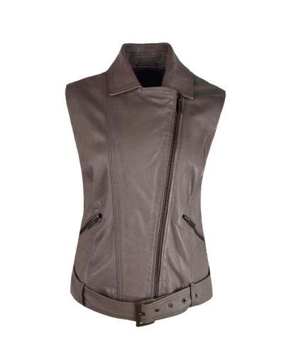 Dames echte leren korte mauve gilet – Bikera - bestel bij BK Leder Dames echte leren korte mauve gilet – Bikera