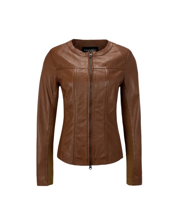 Dames echte cognac leren jas - Valleria