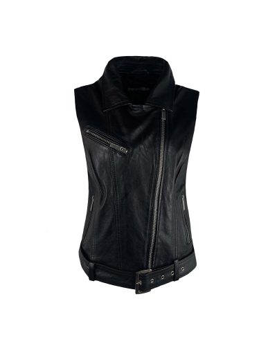 Dames echte leren zwarte gilet- Bikera - bestel bij BK Leder Dames echte leren zwarte gilet- Bikera