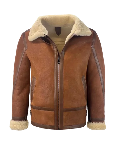 Heren cognac lammy coat -Antarctica - bestel bij BK Leder Echte leren heren lammy coat cognac - Marseille