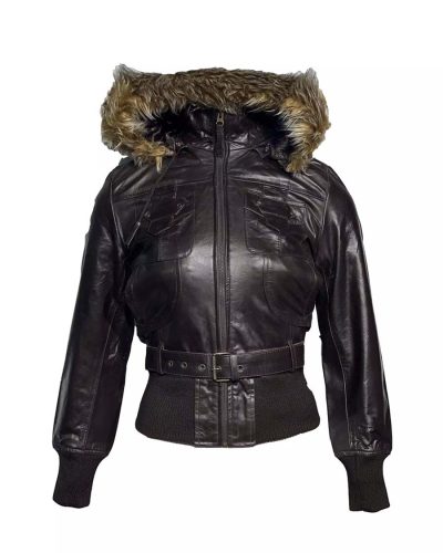 Leren bruin dames jas kort met afneembaar capuchon -tailor - bestel bij BK Leder Leren bruin dames jas kort met afneembaar capuchon -tailor