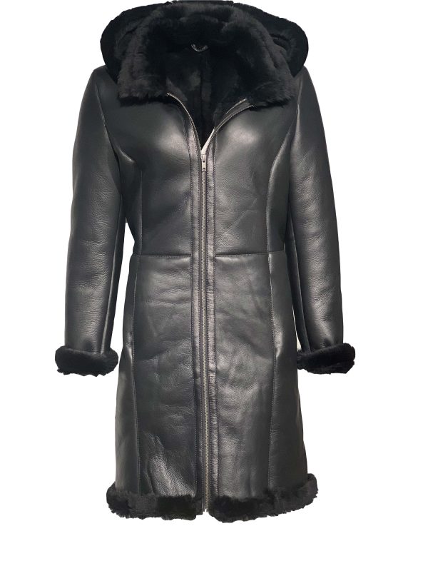 Leren dames lammy drie kwart zwart jas-Hera bestellen - BK Leder