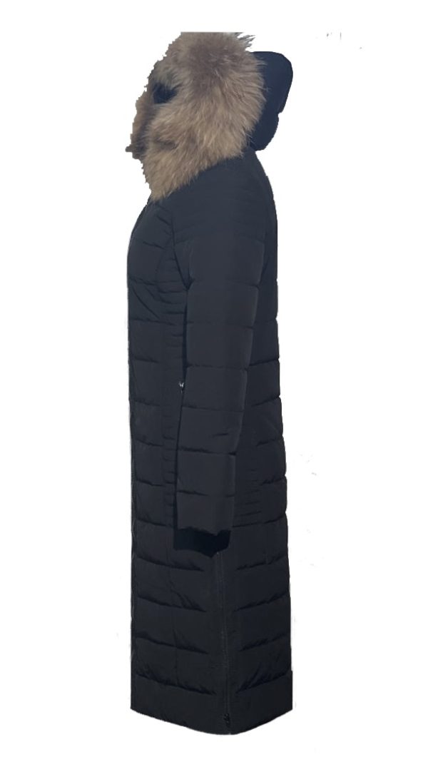Dames zwarte lange gewatteerde winterjas -Sweden bestellen - BK Leder