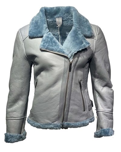 Korte lammy dames jas-baby blauw-Ritana bestellen - BK Leder