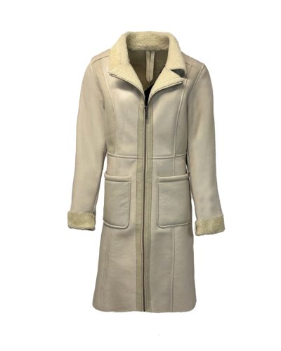 Lange wit leren Lammy coat -Belissy - bestel bij BK Leder Lange wit leren Lammy coat -Belissy