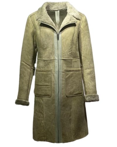 Lange beige leren Lammy coat -Belissy bestellen - BK Leder