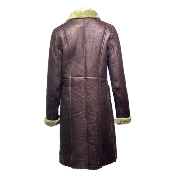 Lange Donkerbruin leren Lammy coat -Belissy bestellen - BK Leder