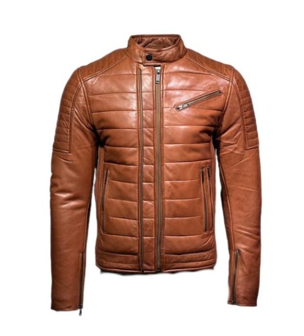 Cognac heren winter jas 100% echt leren -Sobrero