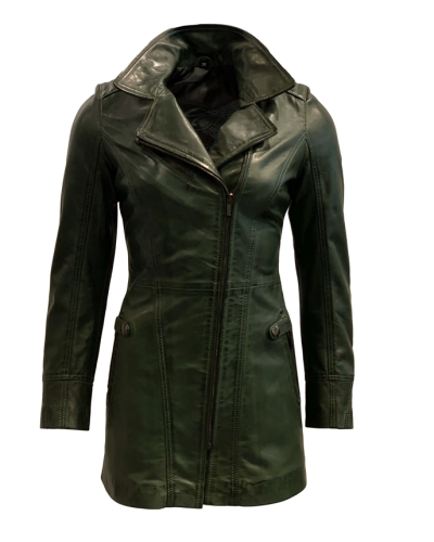dames groene leren jas -sofi