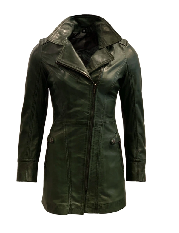 dames groene leren jas -sofi