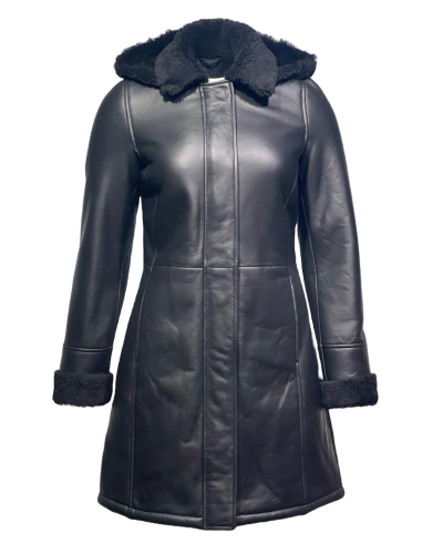 Dames zwart winter parka lammy -Warmito bestellen - BK Leder