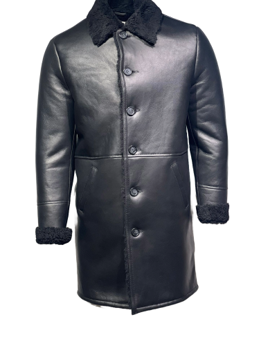 Lammy coat lang heren zwart echt lamsvacht -Zuidpool bestellen - BK Leder