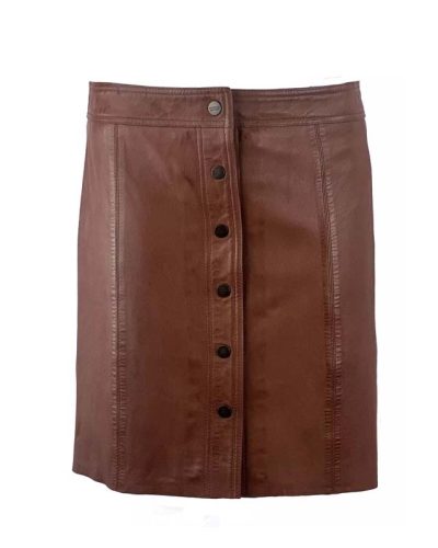 leren rok cognac-Rokita