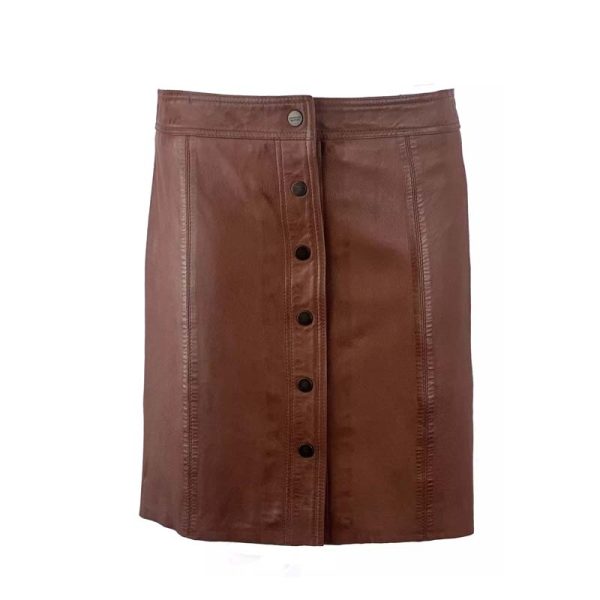 leren rok cognac-Rokita