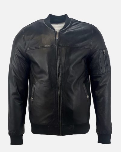 Leren jas heren zwart-Baseball Jacket bestellen - BK Leder