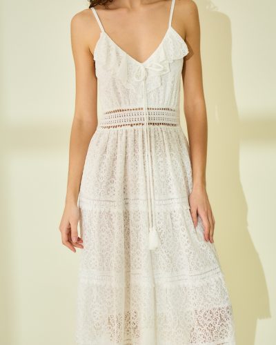 Witte Ibiza driekwart kant jurk -Eselle bestellen - BK Leder